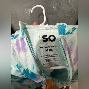 SO Tie-Dye Full Zip Hoodie in Teal and Lavender